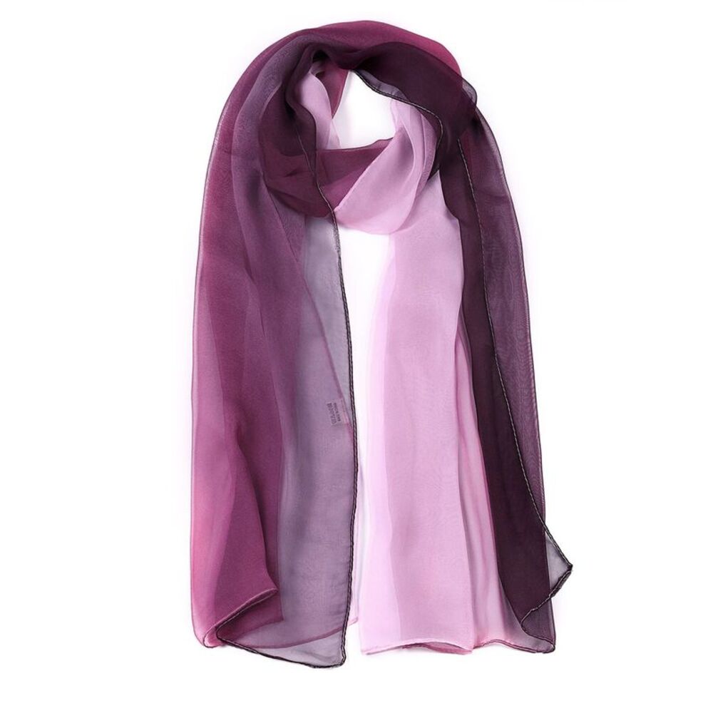 Long Chiffon Scarf Silky Gradient Color Shawl Spring Summer Wrap 63"x19.6"